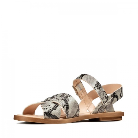 CLARKS Grey Snake skin Willow Gild Sandal NEW No BOX! Size 8 ✨ FAST SHIPPING 🚀 - Picture 3 of 8